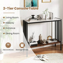 36 Inch Console Table 2-Tier Industrial Foyer Table with Sintered Stone Tabletop by LJGDeals