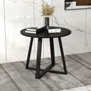 36 Inch Mid-Century Round Dining Table with Pedestal Base for Dining Room-Black by DirectDeals