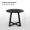 36 Inch Mid-Century Round Dining Table with Pedestal Base for Dining Room-Black by DirectDeals