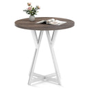 36 Inch Round Dining Table with Metal Pedestal Base-Natural by LJGDeals