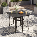 36 Inch Square Patio Table for 4 Metal Dining Table with Umbrella Hole-Black by DirectDeals