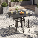 36 Inch Square Patio Table for 4 Metal Dining Table with Umbrella Hole-Black by LJGDeals