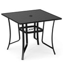 36 Inch Square Patio Table for 4 Metal Dining Table with Umbrella Hole-Black by LJGDeals