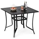 36 Inch Square Patio Table for 4 Metal Dining Table with Umbrella Hole-Black by LJGDeals