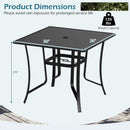 36 Inch Square Patio Table for 4 Metal Dining Table with Umbrella Hole-Black by DirectDeals