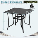 36 Inch Square Patio Table for 4 Metal Dining Table with Umbrella Hole-Black by LJGDeals