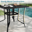 36 Inch Square Patio Table for 4 Metal Dining Table with Umbrella Hole-Black by DirectDeals