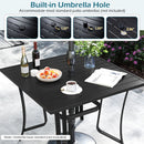 36 Inch Square Patio Table for 4 Metal Dining Table with Umbrella Hole-Black by DirectDeals