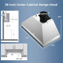 36 Inch Under Cabinet Range Hood with 4 Fan Speeds and Baffles Filters-Silver by LJGDeals