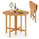 36 Inches Outdoor Folding Round Dining Table with Slatted Tabletop by LJGDeals