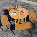 36 Inches Outdoor Folding Round Dining Table with Slatted Tabletop by LJGDeals