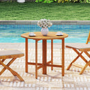 36 Inches Outdoor Folding Round Dining Table with Slatted Tabletop by LJGDeals