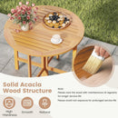 36 Inches Outdoor Folding Round Dining Table with Slatted Tabletop by LJGDeals