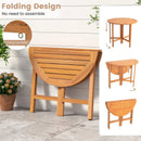 36 Inches Outdoor Folding Round Dining Table with Slatted Tabletop by LJGDeals