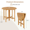 36 Inches Outdoor Folding Round Dining Table with Slatted Tabletop by LJGDeals