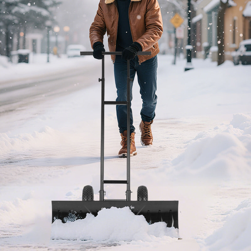 36 Inches Snow Shovel with Wheels and Adjustable Angle-Black, photo 2 of 8