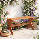 Outdoor Wood Bench Set of 2 - 36 Inch Backless Patio Seating by LJGDeals