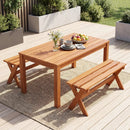 Outdoor Wood Bench Set of 2 - 36 Inch Backless Patio Seating by LJGDeals