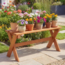 Outdoor Wood Bench Set of 2 - 36 Inch Backless Patio Seating by LJGDeals
