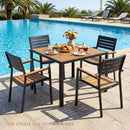 36 Inch Square Outdoor Dining Table for 4 with Slatted Top for Porch by DirectDeals