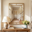 36 x 24 Inch Gold Wall Mirror with Beaded Frame for Living Room by DirectDeals