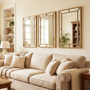 36 x 24 Inch Gold Wall Mirror with Beaded Frame for Living Room by DirectDeals