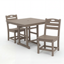 Antique Wood HDPE Outdoor Patio Dining Set, 37.8 in. Square Table with 2 Chairs by HouseOfZazla