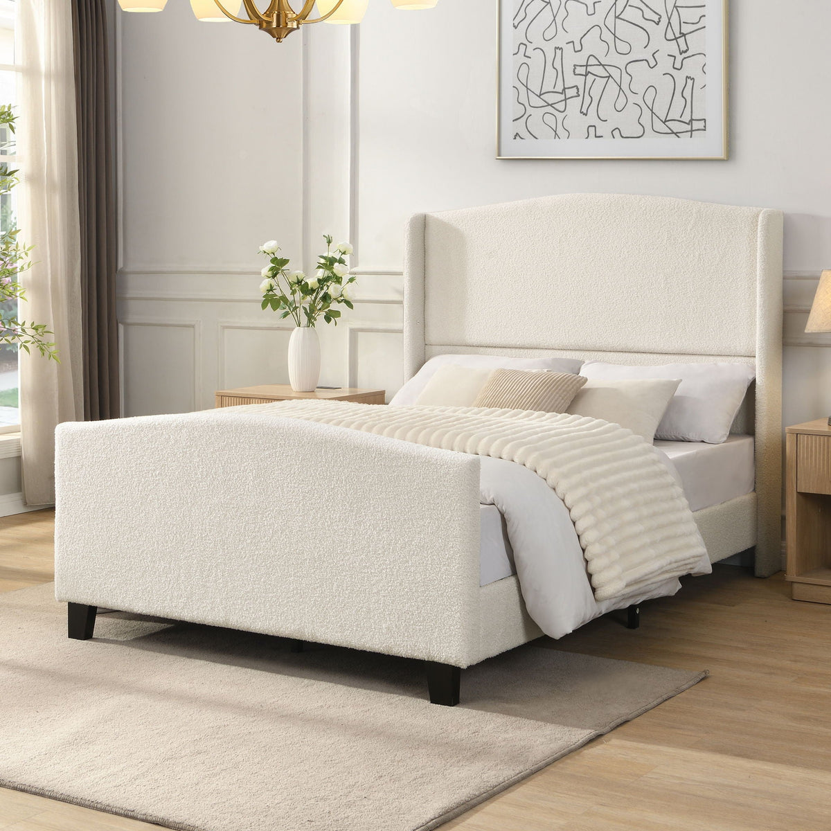 Platform Bed Frame With Tall Headboard And High Footboard, photo 27 of 40
