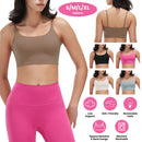 Women Strap Sport Bras Padded StrappyÊCrop Square Neck Low Impact Bras SexyÊFitnessÊTank Tops with Removable Pads Flat Straps for Gym Yoga Workout Run