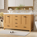 Bathroom Vanity With Double Sink, Soft Close Doors & Drawers Handles - Wood by HouseOfZazla