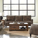 Gunderson - Upholstered Recessed Sofa In Sugar Leather With Tapered Legs - Brown by HouseOfZazla