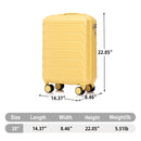 20 Inch ABS Hard Shell Travel Checked Luggage - Yellow by HouseOfZazla