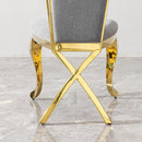 Gorgeous Streamlined High Back Fabric Stainless Steel Dining Chair (Set of 2) - Gold / Gray by HouseOfZazla