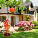 Glass Hummingbird Feeder 33OZ Hand Blown Hummingbird Feeder with 5 Flower Feeding Port Perch Ant Moat Hanging Hook S Hook Hemp Rope Cleaning Brush for