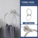 Bathroom Set 4 Pack With Towel Bar Racks, Toilet Paper Holder, Ring, Hook, Stainless Steel - Brushed Nickel by HouseOfZazla