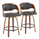 Pino - Mid Century Modern Fixed Height Barstool With Swivel With Round Footrest (Set of 2) by HouseOfZazla
