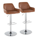 Daniella - Contemporary Adjustable Barstool With Swivel With Rounded Rectangle Footrest (Set of 2) by HouseOfZazla