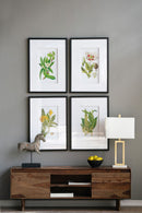 Botanical Flower Wall Art, Home Decor For Living Room Dining Room, Bedroom, Hallway (Set of 4) - White / Blue by Unique Piece Furniture