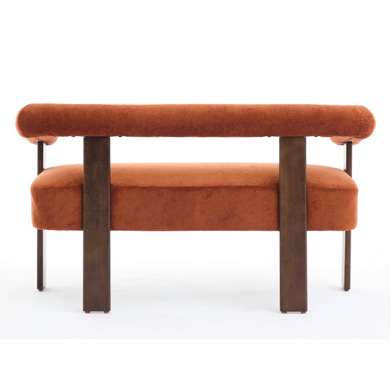 Round Armrest Loveseat (Dark Orange + Brown), photo 5 of 10