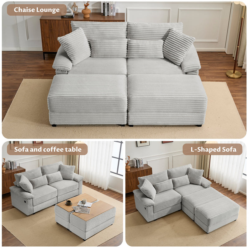 Double Chaise Lounge Set with Reversible Ottoman, photo 3 of 10