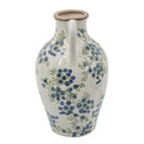 7.5x7.3x12" White Ceramic Vase with Blueberry Motif by HouseOfZazla