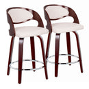 Pino - Mid Century Modern Fixed Height Barstool With Swivel With Round Footrest (Set of 2) by HouseOfZazla