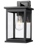 11"H Bowton II Outdoor Wall Light - Dusk to Dawn Matte Black Finish with Glass Shade by Millennium Lighting