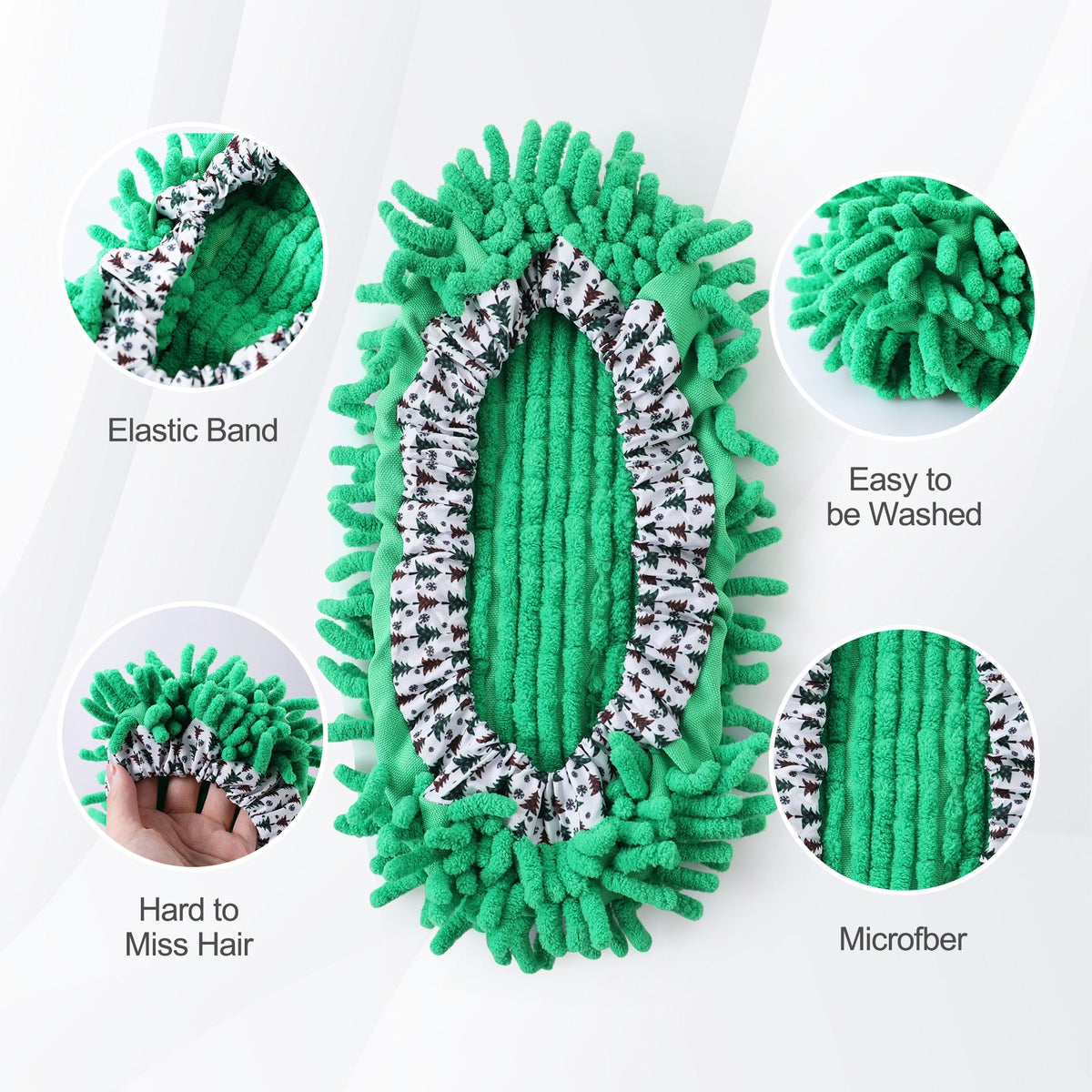 Microfiber Mop Slippers For Floor Cleaning, Machine Washable, 3 Pieces - Blue / Green / Red, photo 5 of 15