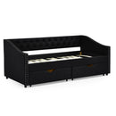 Upholstered Tufted Daybed With 2 Drawers, Waved Arms by HouseOfZazla