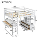 Full Size Loft Bed With Built In Desk, 2 Drawers, Storage Shelves - White by HouseOfZazla