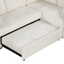 87.4" L-shape Sofa Bed Pull-out Sleeper Sofa with Wheels, USB Ports, Power Sockets for Living Room, Beige