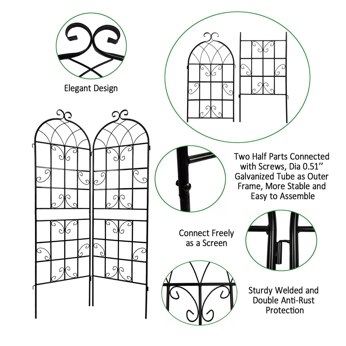 Metal Garden Rustproof Trellis For Climbing Plants Outdoor Flower Support, photo 21 of 40