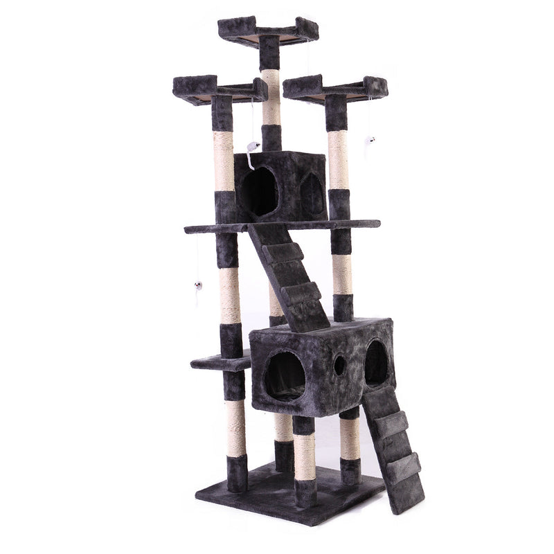 67" Multi-Level Cat Tree Tower, Kitten Condo House with Scratching Posts, Kitty Play Activity Center, Gray