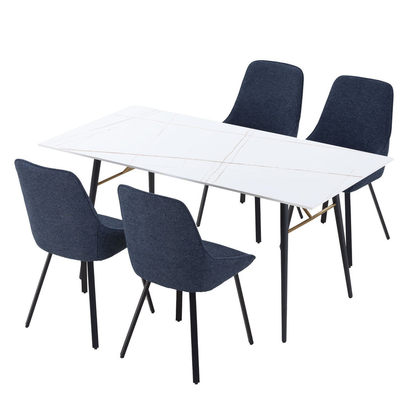 63" Dining Table Small Space Kitchen Table Porcelain Desk Top White